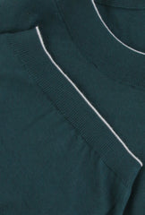 $600 Svevo Parma Dark Green Cotton Crewneck Sweater - (SV4252415) - Parent