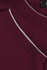 $600 Svevo Parma Burgundy Red Cotton Crewneck Sweater - (SV4252414) - Parent