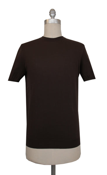 $600 Svevo Parma Dark Brown Cotton Crewneck Sweater - (SV4252416) - Parent