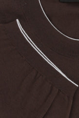 $600 Svevo Parma Dark Brown Cotton Crewneck Sweater - (SV4252416) - Parent