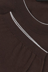 $600 Svevo Parma Dark Brown Cotton Crewneck Sweater - (SV4252416) - Parent
