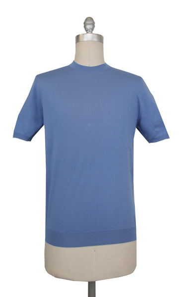 $600 Svevo Parma Blue Cotton Crewneck Sweater - (SV4252417) - Parent