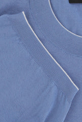 $600 Svevo Parma Blue Cotton Crewneck Sweater - (SV4252417) - Parent