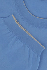 $600 Svevo Parma Light Blue Cotton Crewneck Sweater - (SV4252421) - Parent