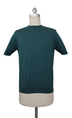 $600 Svevo Parma Dark Green Cotton Crewneck Sweater - L/52 - (SV4252420)