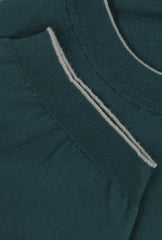 $600 Svevo Parma Dark Green Cotton Crewneck Sweater - (SV4252420) - Parent