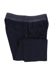 $725 Svevo Parma Dark Blue Solid Cotton Sweatpants - S - (SV9302630)