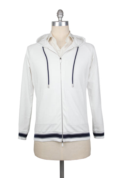 Svevo Parma White Cotton Blend Hooded Sweater - (SV810232) - Parent