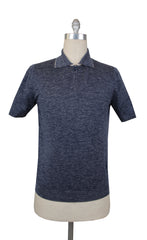 $640 Svevo Parma Navy Blue Silk Blend 1/4 Zip Polo Sweater - XL/54 - (SV4242514)