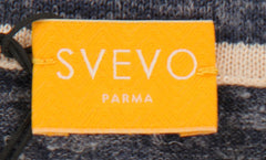 $640 Svevo Parma Navy Blue Silk Blend 1/4 Zip Polo Sweater - (SV4242514) - Parent