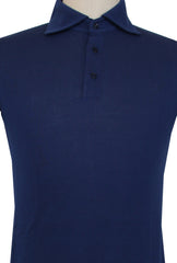 $700 Svevo Parma Navy Blue Cotton 1/4 Button Polo Sweater - (SV4242516) - Parent