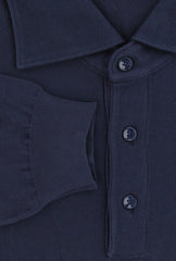 $700 Svevo Parma Navy Blue Cotton 1/4 Button Polo Sweater - (SV419259) - Parent