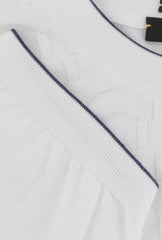 $700 Svevo Parma White Cotton Crewneck Sweater - (SV425245) - Parent