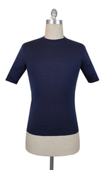 $550 Svevo Parma Navy Blue Cotton Crewneck Sweater - (SV424257) - Parent