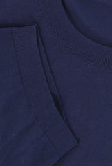 $550 Svevo Parma Navy Blue Cotton Crewneck Sweater - (SV424257) - Parent