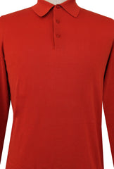 $550 Svevo Parma Orange Cotton 1/4 Button Polo Sweater - (SV419254) - Parent