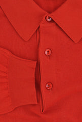 $550 Svevo Parma Orange Cotton 1/4 Button Polo Sweater - (SV419254) - Parent