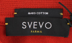 $550 Svevo Parma Orange Cotton 1/4 Button Polo Sweater - (SV419254) - Parent