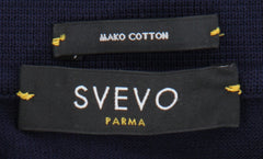 $550 Svevo Parma Dark Blue Cotton 1/4 Button Polo Sweater - (SV4192513) - Parent