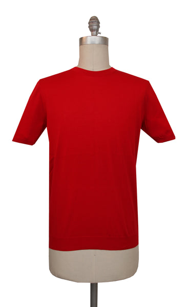 $600 Svevo Parma Red Cotton Crewneck Sweater - (SV4252410) - Parent
