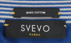 $550 Svevo Parma Blue Cotton 1/4 Button Polo Sweater - (SV424253) - Parent