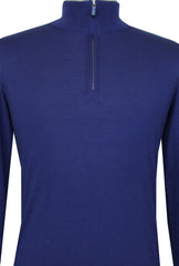 $625 Svevo Parma Blue Wool Mock Turtleneck Sweater - (SV419256) - Parent