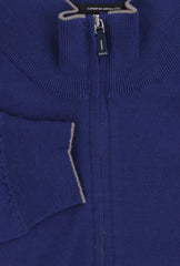 $625 Svevo Parma Blue Wool Mock Turtleneck Sweater - (SV419256) - Parent