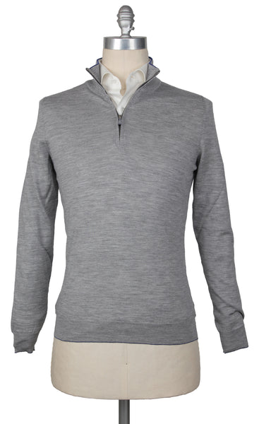 Svevo Parma Light Gray Wool 1/4 Zip Sweater - (SV1012226) - Parent