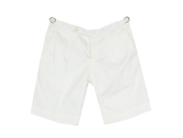 $400 Valentini Sartoria White Solid Shorts - - (VS610252) - Parent