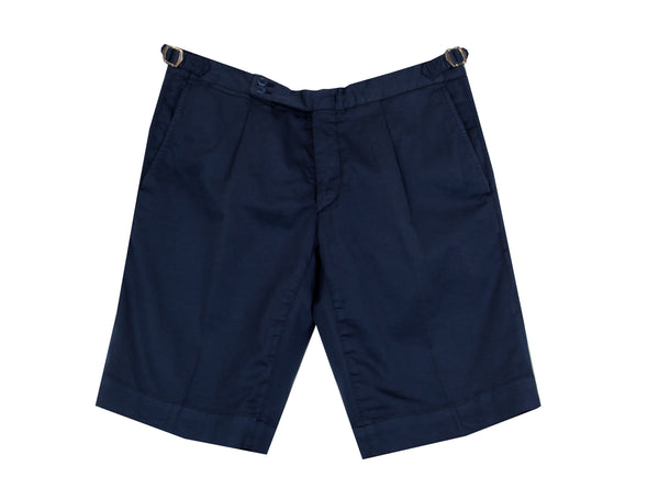 $400 Valentini Sartoria Navy Blue Solid Shorts - - (VS610251) - Parent