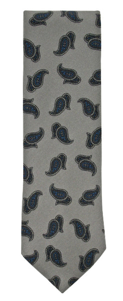 Cesare Attolini Gray Paisley Tie - 3.25" x 59" - (CATIEX215)