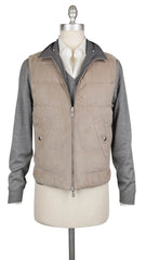 Brunello Cucinelli Beige Suede Reversible Jacket Puffer Vest - S/S (622)
