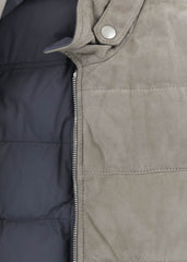 Brunello Cucinelli Beige Suede Reversible Jacket Puffer Vest - (622) - Parent