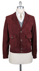 Brunello Cucinelli Burgundy Red Leather Jacket - (BC929177) - Parent