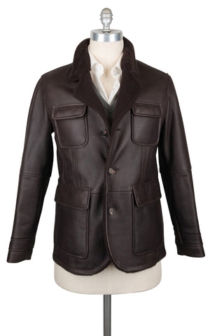 Brunello Cucinelli Dark Brown Sheepskin Leather Jacket