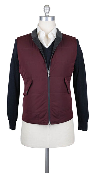 Brunello Cucinelli Burgundy Red Reversible Puffer Vest - (644) - Parent