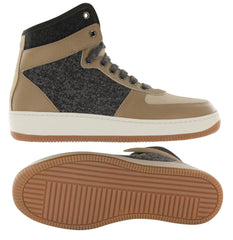 Brunello Cucinelli Beige Mixed Material High Top Sneakers - (507) - Parent
