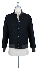 Brunello Cucinelli Navy Blue Wool Reversible Bomber Jacket - (612) - Parent