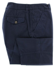 $595 Brunello Cucinelli Navy Blue Solid Cotton Pants - Slim - 38/54 - (BC48255)