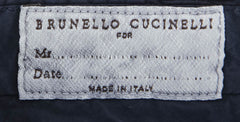$595 Brunello Cucinelli Navy Blue Solid Cotton Pants - Slim - (BC48255) - Parent