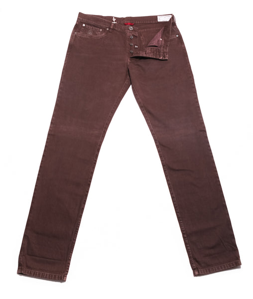 $595 Brunello Cucinelli Brown Solid Jeans - Slim - (BC417241) - Parent
