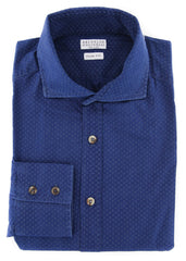 Brunello Cucinelli Blue Polka Dot Shirt - Slim - M/M - (MG451718C49)