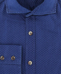 Brunello Cucinelli Blue Polka Dot Shirt - Slim - (MG451718C49) - Parent