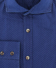 Brunello Cucinelli Blue Polka Dot Shirt - Slim - (MG451718C49) - Parent