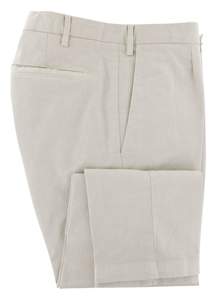 Barba Napoli Cream Solid Cotton Blend Pants - Extra Slim - (427) - Parent