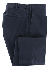 Barba Napoli Dark Blue Solid Cotton Blend Pants - Slim - 32/48 - (421)