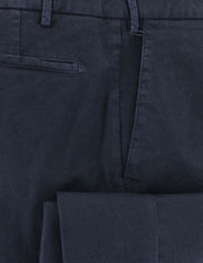 Barba Napoli Dark Blue Solid Cotton Blend Pants - Slim - (421) - Parent
