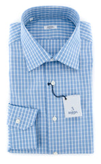 Barba Napoli Blue Plaid Shirt - Slim - 15/38 - (D2U10TSP1321)