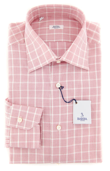 Barba Napoli Red Check Shirt - Slim - (215634U10T) - Parent