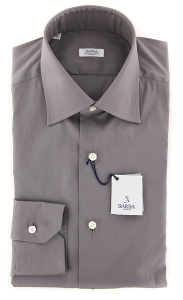 Barba Napoli Gray Solid Shirt - Slim - (BN238080310) - Parent